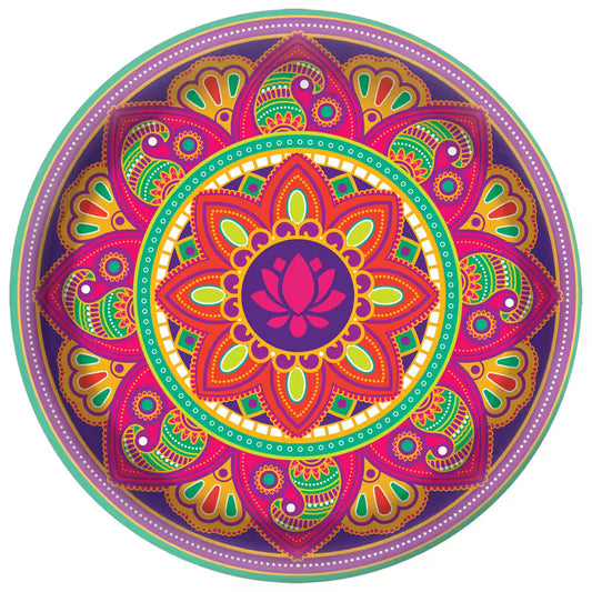 Amscan Diwali Rangoli Dream Melamine Round Platter, 13.5-in, 2 Pieces