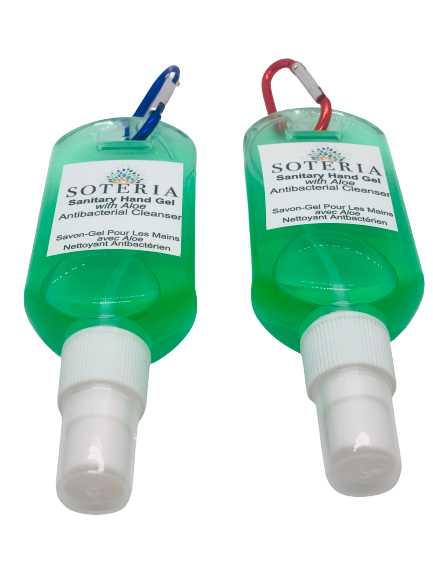 SOTERIA Sanitary Hand Gel Spray 70% Alcohol 50mL x 4 with hook keychain