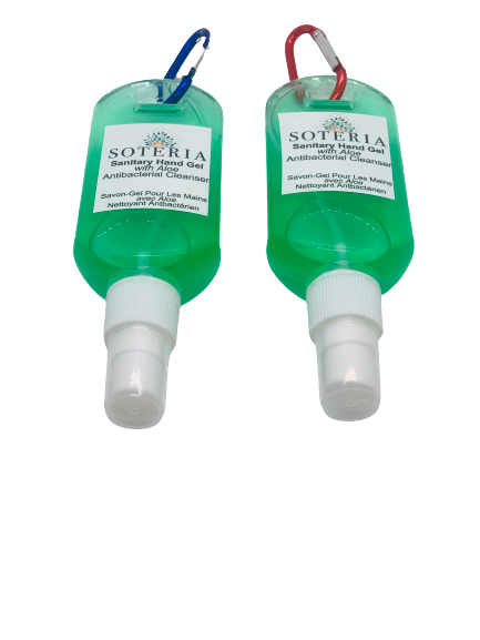 SOTERIA Sanitary Hand Gel Spray 70% Alcohol 50mL x 4 with hook keychain