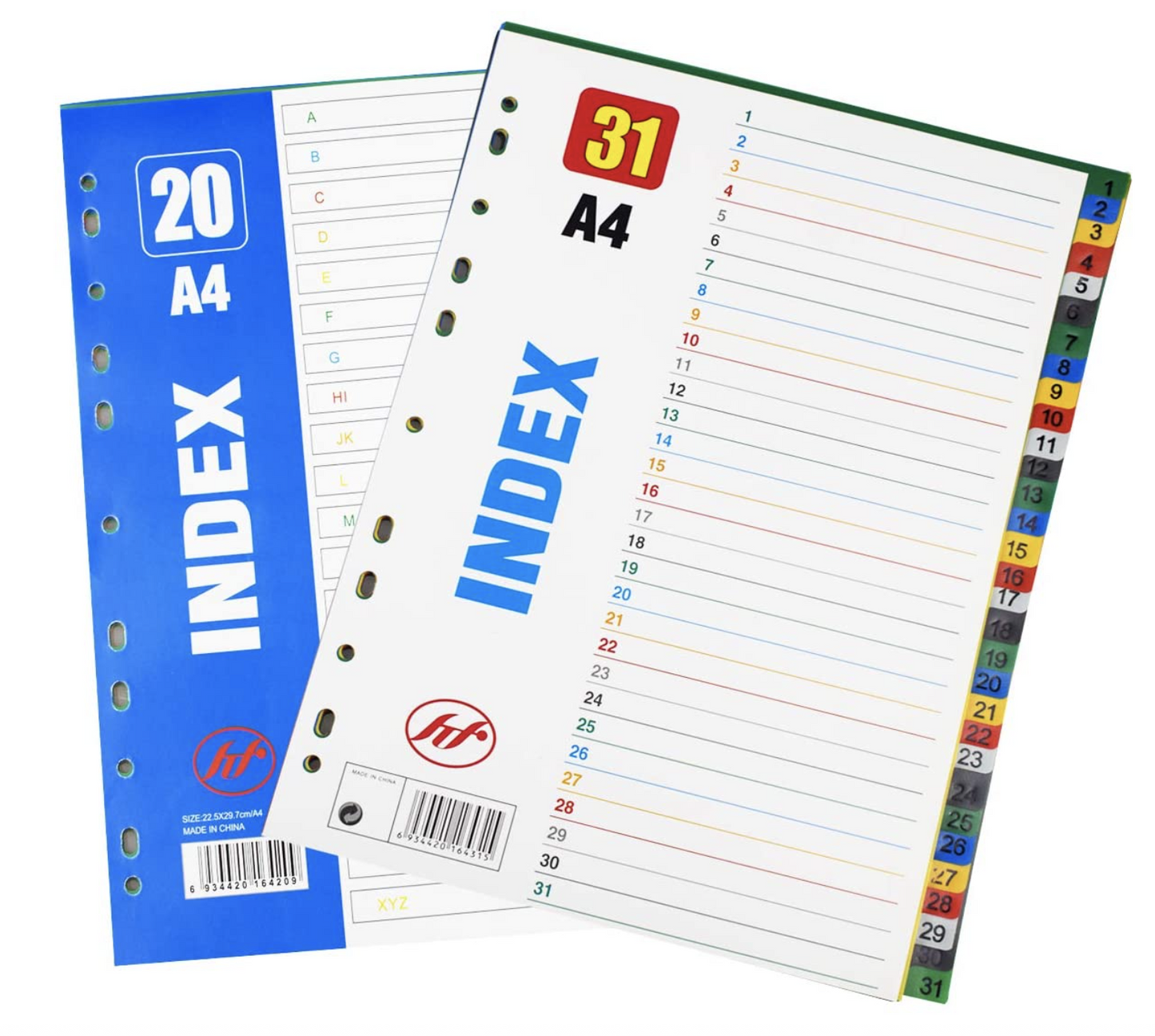 Plastic Folder Dividers Binder Index Dividers A4 20 Part & 31 Part Multi-Coloured, 2 SETS