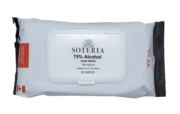 Alcohol Hand Wipes 75% by Soteria 50/Pack
