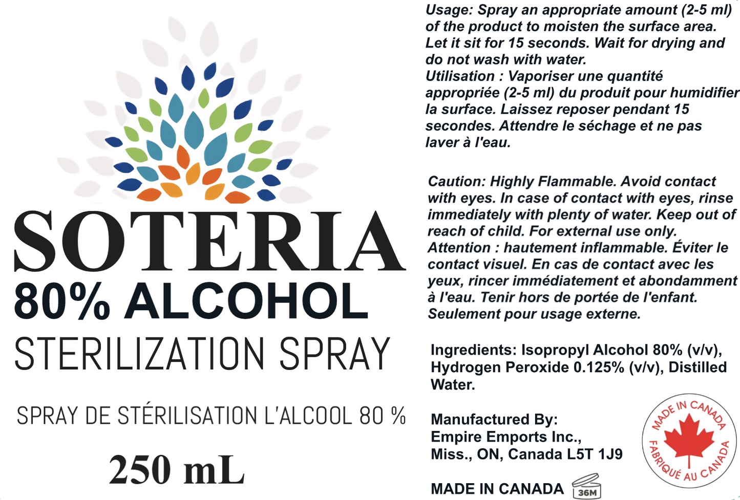 SOTERIA Sterilization Spray 80% Alcohol + Microfibre Cloth (Washable/Reusable)