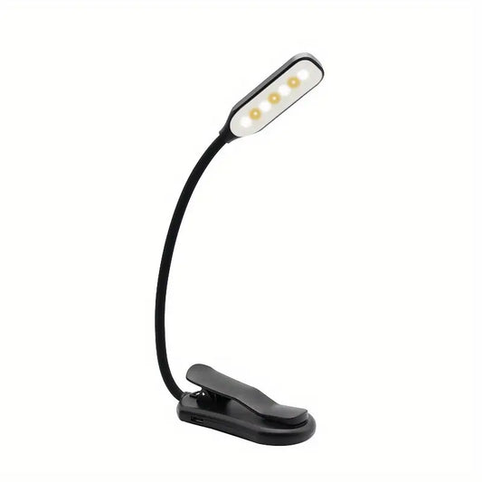 Rechargeable Book Reading Light Lamp, Color Black, LED Book Light For Reading In Bed, 3 color temperatures