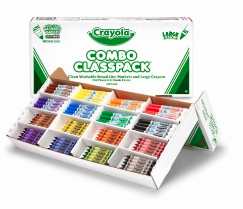 Washable Broad Line Markers & Large Crayons Combo Classpack, 256 Count