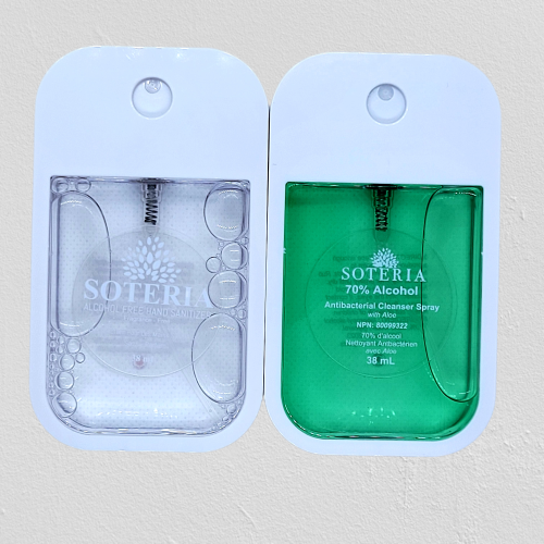 Combo Pack: SOTERIA Alcohol Based and Alcohol-free Hand Sanitizer Spray 38mL 2/pack