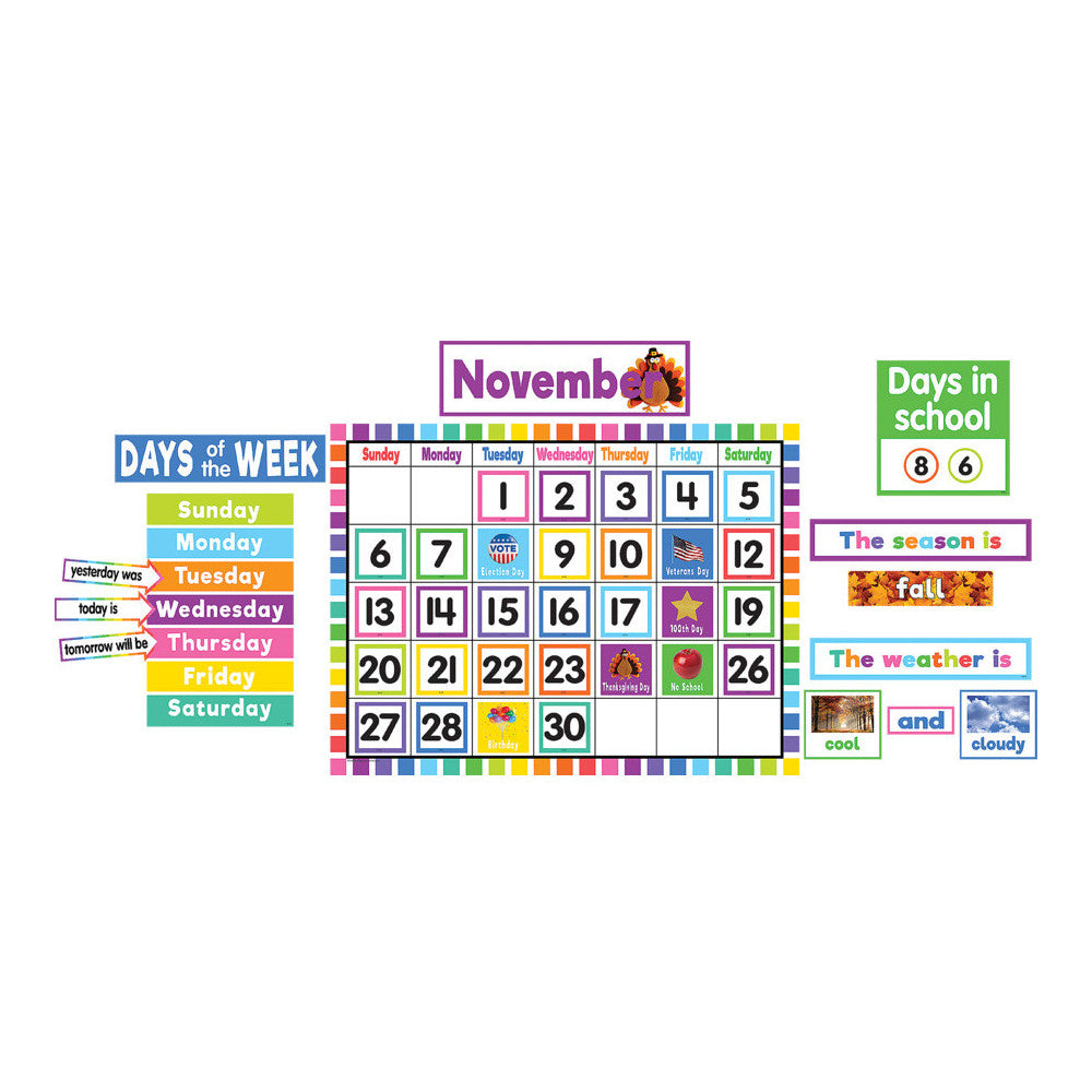 Colourful Calendar Bulletin Board (144 pcs)