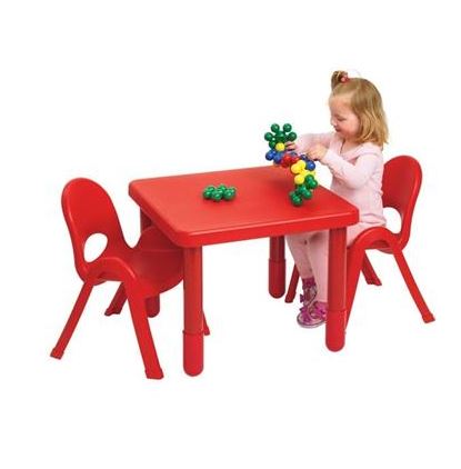 Preschool Table and Chair Set, Red, 3 Pieces