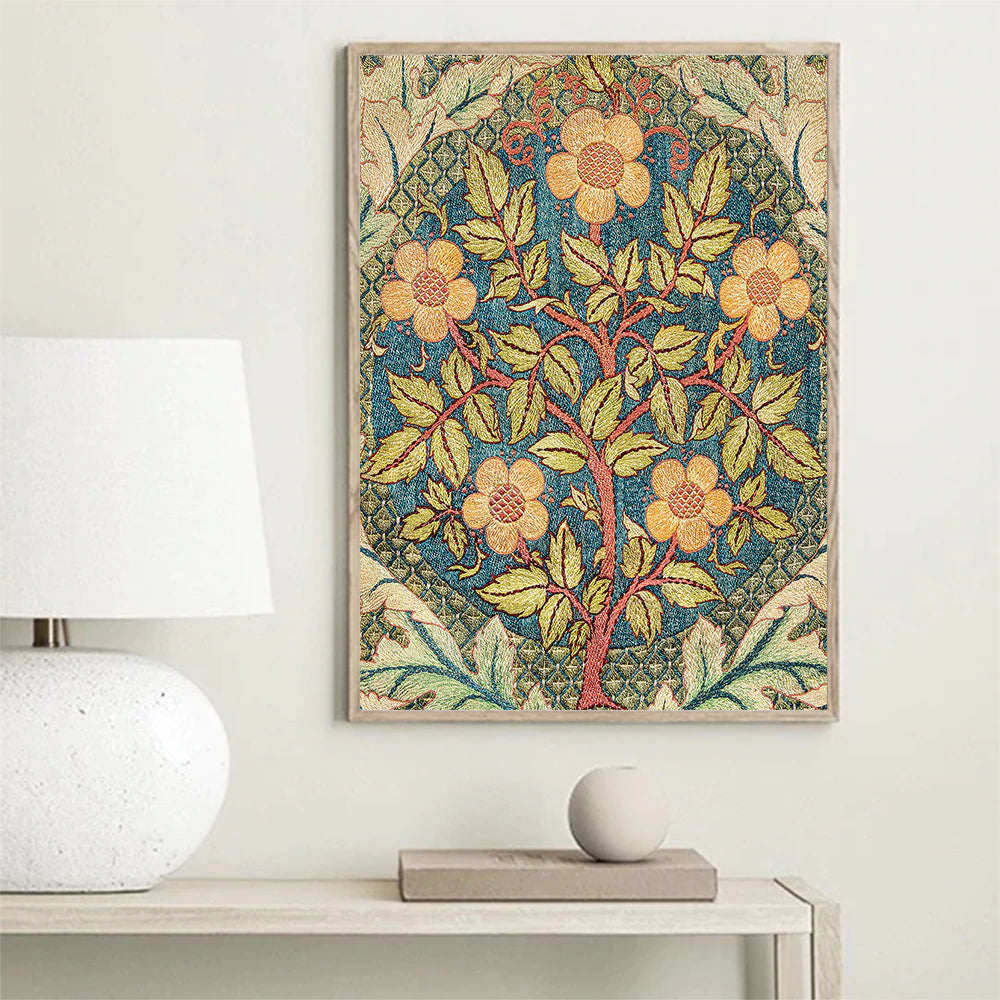 Boho Flower Textile Poster Abstract Botanical Canvas