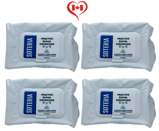 200 Count - 75% Alcohol Hand Wipes by Soteria 50/Pack: Alcohol Hand Wipes x 4 Packs