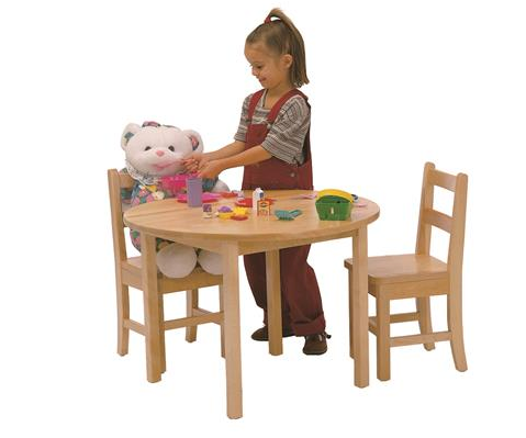 TABLE AND CHAIR SET, 28", ROUND, MAPLE, SCHOOL AGE