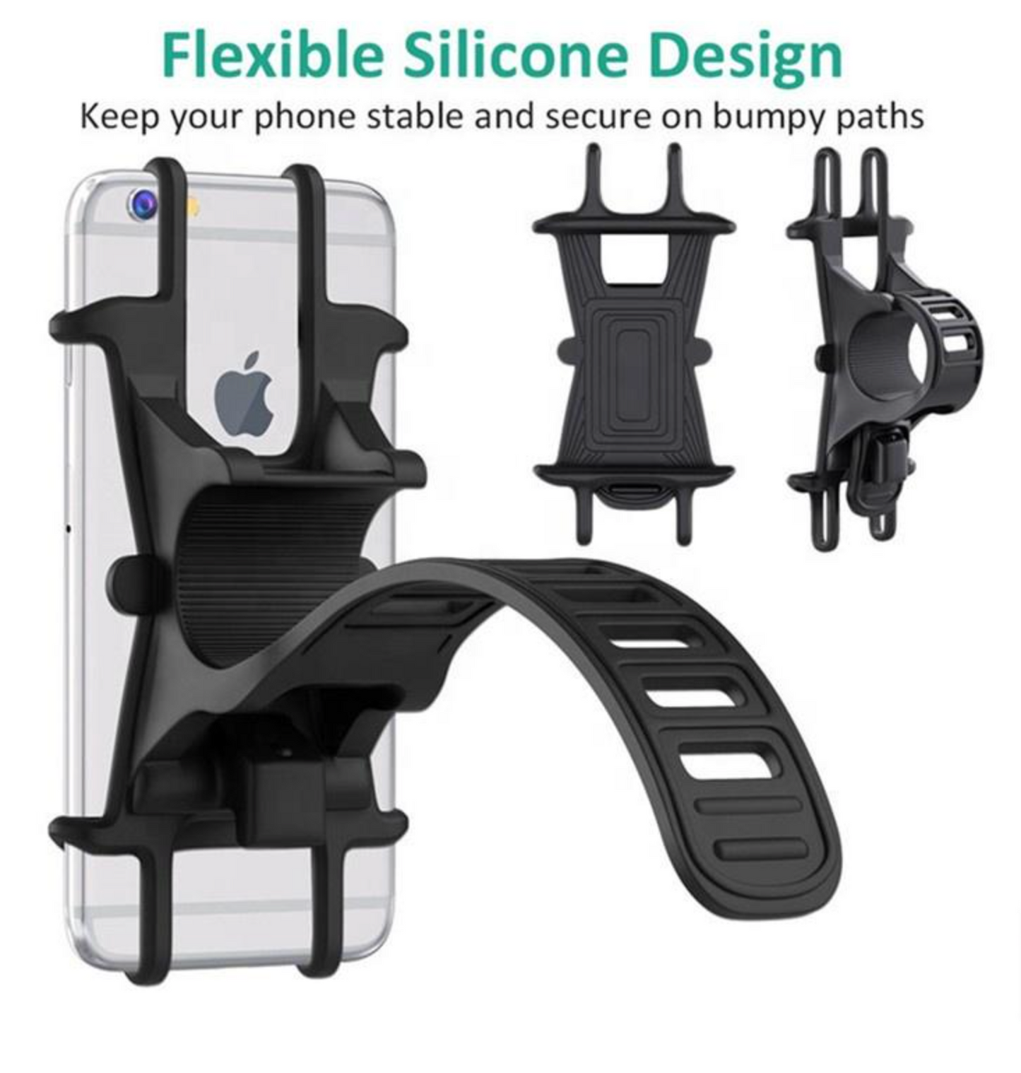 Universal Anti Shake Silicone Bicycle Phone Holder Handlebar Cell Holder Mount Bike, Stroller, Shopping Cart, Motorcycle, Car Headrest Fits