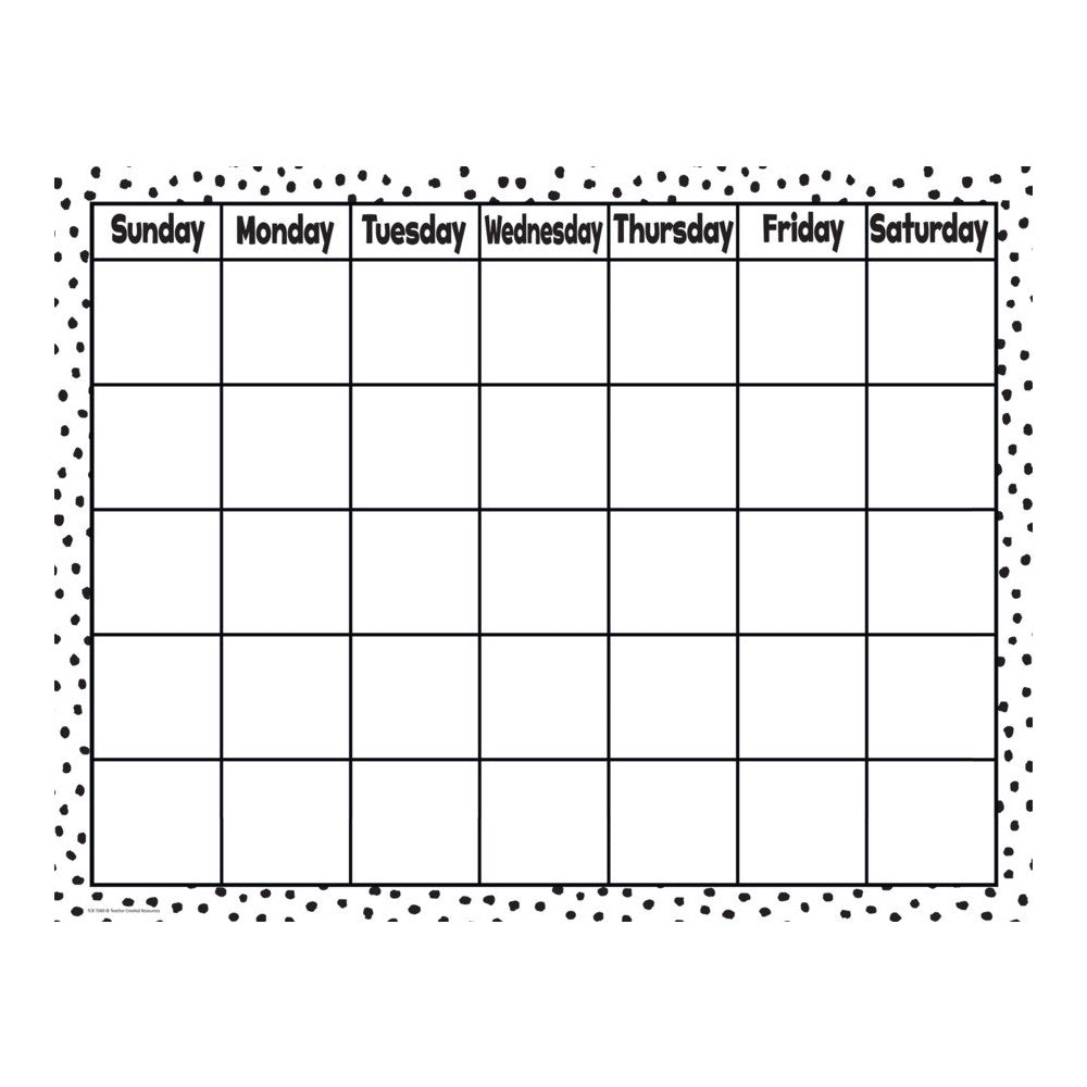 Black Painted Dots on White Calendar Chart